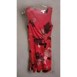 Liz Claiborne Women’s Red Floral A-Line Dress Size 6 Sleeveless